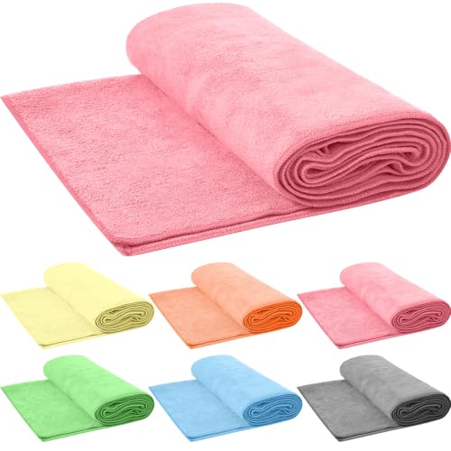 Breling 6 Pcs Hot Yoga Towels Bulk Non Slip Microfiber Anti Slip Absorbent Multicolor Wicking Pilates Yoga Mat Towel for Women Men Pilates, 27" x 72" (Multicolor) - color: Multicolor