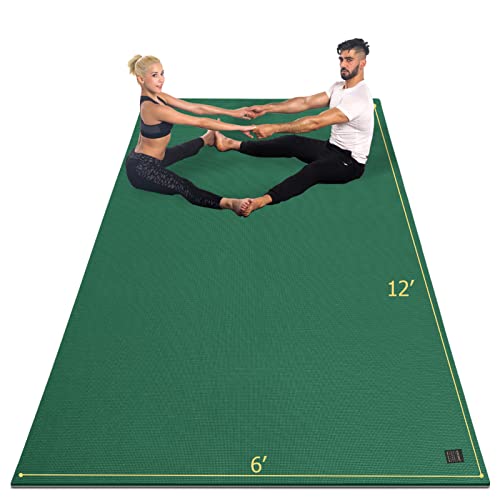 GXMMAT Large Yoga Mat 12'x6'/10'x6'/6'x8'(7mm) - color: Green Jasper, size: 6*12 FT
