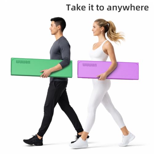 Yoga Mat Thick 10mm, Foldable Yoga Mat 75 x 26 x 0.4 Inches | Portable Workout Mat | Thick Cushioning Surface | Home Gym Exercise Mat | Pilates & Yoga Training - color: Blue