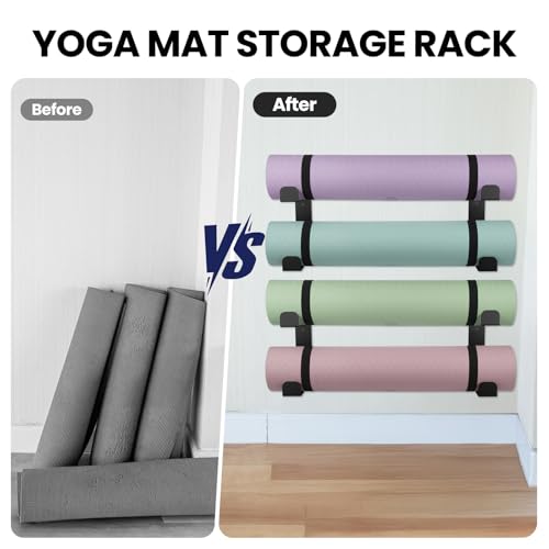 4 Tier Yoga Mat Holder Wall Mount & Yoga Mat Storage Rack