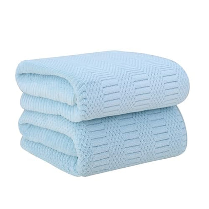 JML Microfiber Bath Towels, Light Blue, 30" x 60", 2 Pack - color: Diamond Cross Grid Light Blue, size: 2 Pack (30 in x 60 in)