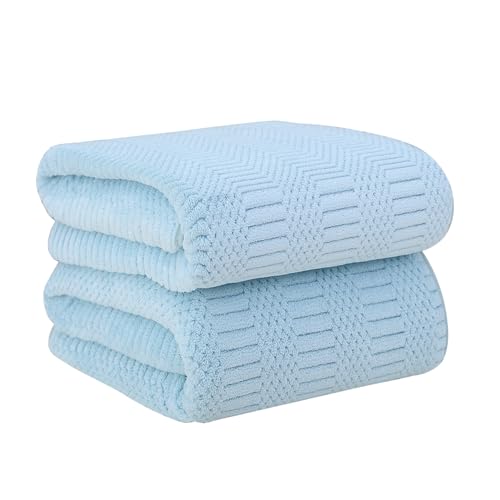 JML Microfiber Bath Towels, Light Blue, 30" x 60", 2 Pack - color: Diamond Cross Grid Light Blue, size: 2 Pack (30 in x 60 in)
