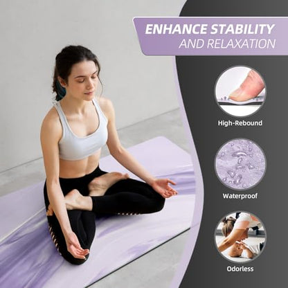 Natural Rubber Yoga Mat, Matte PU Material Extra Thick Yoga Mat Non Slip, Eco Friendly Fitness Exercise Mat for Women Men Kids, Workout, Yoga, Pilates and Floor Exercise - color: Purple
