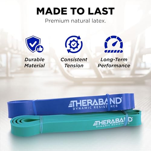THERABAND High Resistance Band Set of 2, Exercise, Workout, Loop, M, 2-Pack | Elastic resistance band for exercise, strength training, stretching and physical therapy - size: 2 Pack Medium (25-35 lbs)