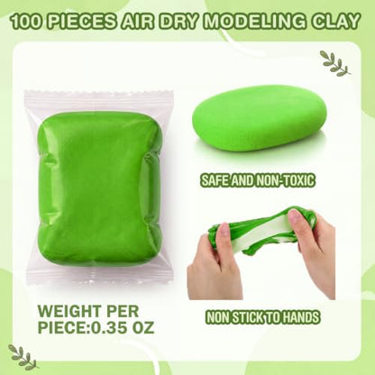VioraWhite 100 Pcs Air Dry Clay Bulk Modeling Clay for Kids Lightweight Foam Modeling Clays DIY Molding Clays for Kids Adults Crafts Gifts School Project Supplies (Green) - color: Green