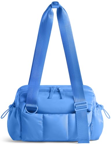 Uselike Small Gym Bag for Women, 7L Mini Duffle Bag for Travel, Lightweight Quilted Puffer Bag for Daily, Cute Shoulder Bag for Dance with Wet Pocket (Blue) - color: Blue