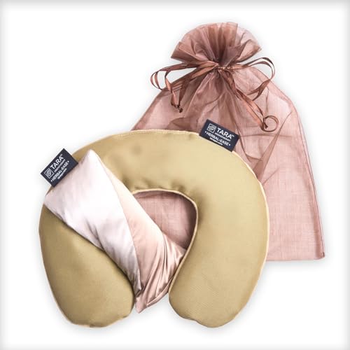 TARA Spa Therapy Herbal-Ease Aromatherapy Pillow Gift Bag Set, Neck + Silk Eye Pillow, Chai - color: Chai