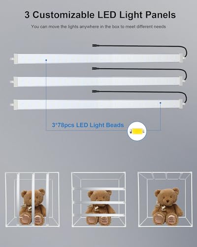 PULUZ 32"x32" Light Box Photography, Large Photo Light Box with 3 Stepless Dimming Light Panel, 234 LED Beads, Professional Photo Booth Shooting Tent Kit with 4 Color Backdrops for Product Photography - size: 32*32 Inch