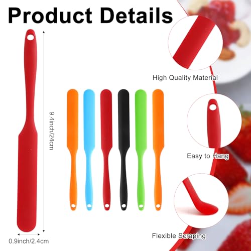 Silicone Jar Spatula 6 pcs Jar Scraper Long Handle Thin Spatula Heat Resistant Cake Cream Spatulas Set Sourdough Stirring Stick Non-Stick Jam Spreader for Kitchen Cake Cream Butter Jam Baking Mixing - color: Style3: 6 PCS