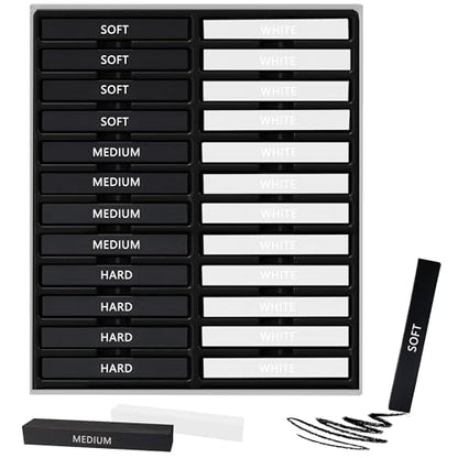 24 Pcs Compressed Charcoal Sticks with Soft, Medium, Hard and White Charcoal, Square Charcoal Stick Kit for Drawing, Sketching and Shading (12 Black and 12 White) - color: 12 Black + 12 White