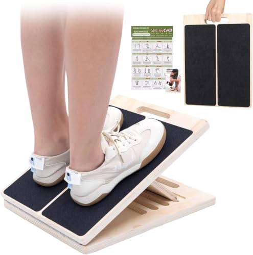 Slant Board for Calf Stretching Portable Wooden Slant Board 5 Angles Adjustable Incline Board Non-Slip Incline Wedge Stretcher Squats Physical Therapy Foot Leg Knees Toes Heel Ankle Mobility Training