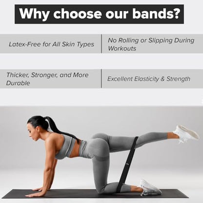 Resistance Bands for Working Out (Set of 5) – Elastic Bands for Exercise & Physical Therapy – Loop Resistance Bands for Glutes, Home Workouts, Yoga, Pilates, Stretching & Legs - style: Fabric
