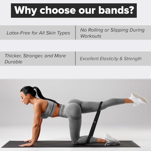Resistance Bands for Working Out (Set of 5) – Elastic Bands for Exercise & Physical Therapy – Loop Resistance Bands for Glutes, Home Workouts, Yoga, Pilates, Stretching & Legs - style: Fabric