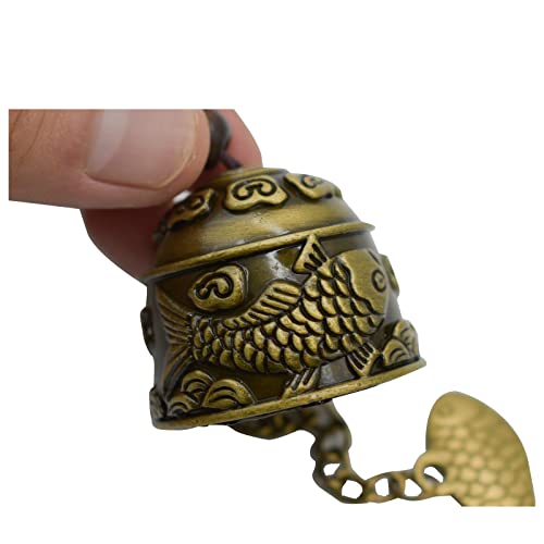 3Pcs Vintage Dragon Bell Bronze Fish Carved Feng Shui Bell