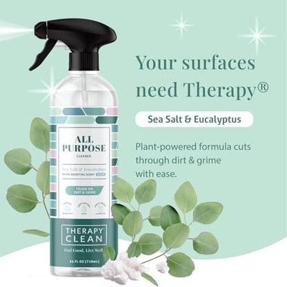 Therapy Clean All Purpose Cleaner Sea Salt & Eucalpytus 24 fl oz Pack of 1, Multipurpose Cleaner, 100% Natural Scent - size: 24 Fl Oz (Pack of 1)