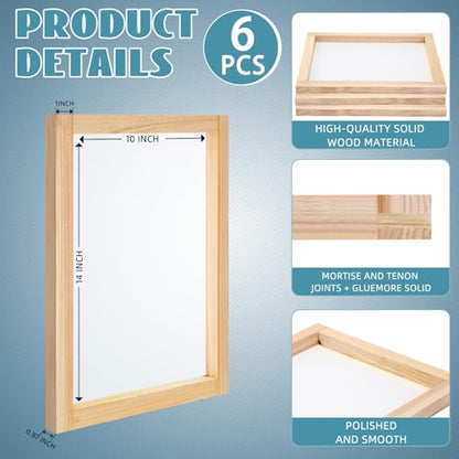 CroBlissful 6 Pcs Wood Silk Screen Printing Frames 10 x 14 Inch, with 110 High Tension Nylon Mesh for Beginners, 0.87 Inch Thickened Frame for Fabric Graphic T Shirts DIY Screen Printing - style: 110 Mesh