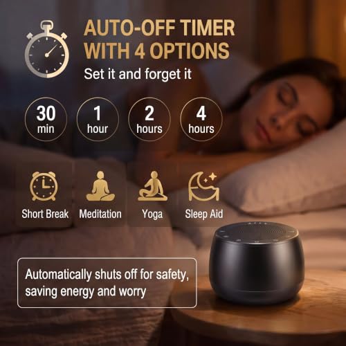 Portable Electronic Tibetan Singing Bowl, 9 Healing Sound Modes with Long Cycle Play, Auto Shutoff Timer, Smart Memory Touch Control Meditation Sound Machine for Yoga, Reiki, Relaxation & Deep Sleep - color: black