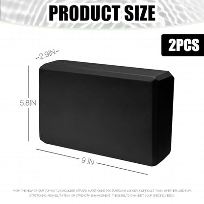 Septo 2 Pcs Yoga Blocks, 9x6x3 Inch Foam Blocks for Pilates - color: Black