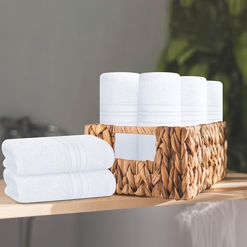 BOUTIQUO Ultra Soft Cotton Washcloths, Contains 12 Piece Face Cloths 12x12 inch, Ideal for Everyday use Face Towels, Compact & Lightweight Multi Purpose Washcloths - White - color: White, size: Washcloths - Set of 12