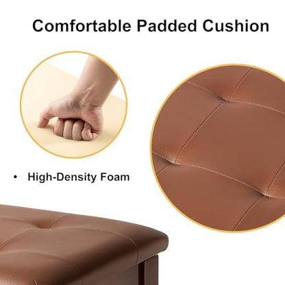 Duet Piano Bench with Storage, Wooden Piano Stool with Waterproof Padded Cushion, Bench Seat for Vanity, Living Room, Bedroom (Light Brown) - color: Duet-light Brown