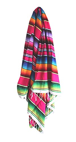 Del Mex Mexican Serape Blanket (X-Small, Pink) - color: Pink, size: X-Small