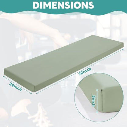 MABOZOO 3 Inch Thick Yoga Mat, Extra Thick Gymnastics Mat With Carrying Handles for Men Women, PU Leather Anti-Tear Fitness Foam Exercise Mat for Yoga, Pilates, Stretching - color: Army Green