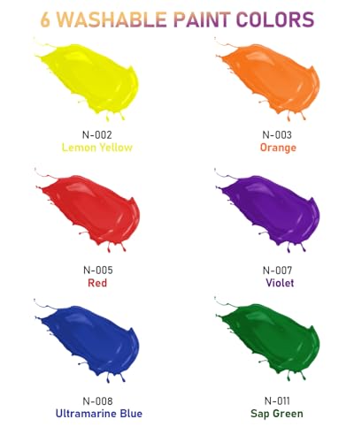 Nicpro 6 Colors Large Washable Paint Set (69 oz, 2040ml), Acrylic Bulk Paint Supplies Non Toxic Children Tempera Paint for Art, Craft DIY, Poster & Finger Paint, School, Home,Classroom | Paint Supplies Non Toxic Children Tempera Paint for Art, Craft DIY,