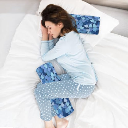 Bolster Pillow Neck Pillow Round Soft Health Memory Foam Pillows Long Cylindrical Body Pillow with Removable Cover Cute Back Yoga Blue Hearts 17" x 5.5" - color: Blue Hearts