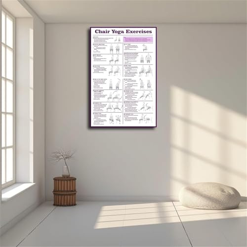 Chair Yoga Guide Poster Chair Exercise Chart for Seniors Wall Art Poster Canvas Print Office Bedroom Living Room Aesthetic Decor (08×12inch No Framed)