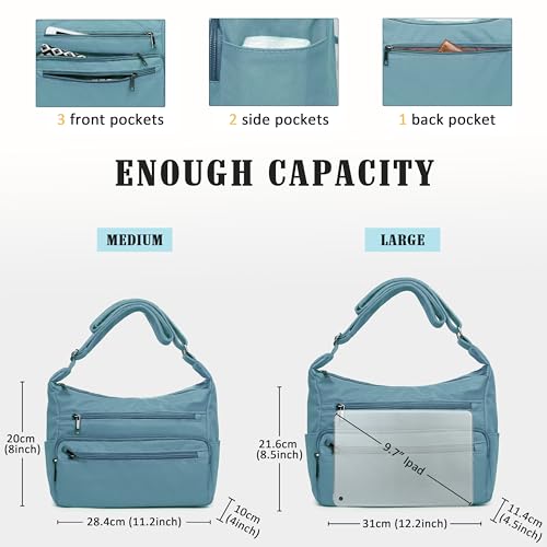 VOLGANIK ROCK RFID Purses for Women Fabric Nylon Multi Pocket Crossbody Bag Ladies Travel Handbag - color: Haze Blue, size: Standard