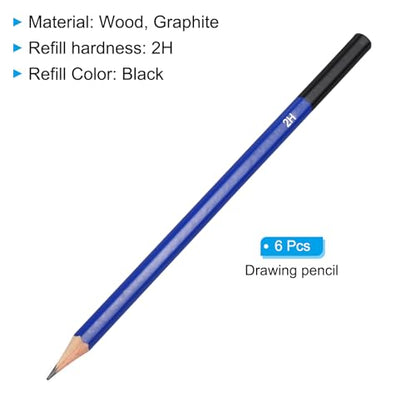 PATIKIL 2H Drawing Pencils, 6PCS Sketch Pencils for Drawing, Art, Design, Classroom, Office, Home, Gifts - size: 1 Count (Pack of 1), style: 2H