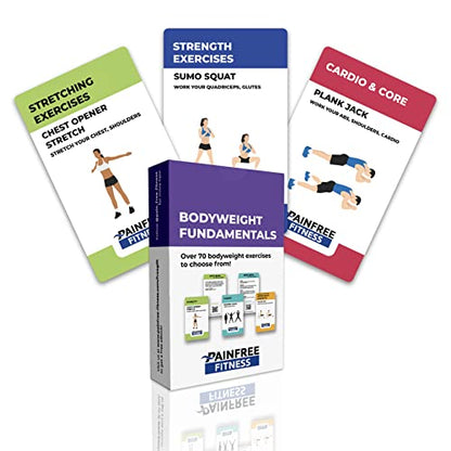 65 Bodyweight Workout Cards Deck 3x5'', Beginner to Intermediate