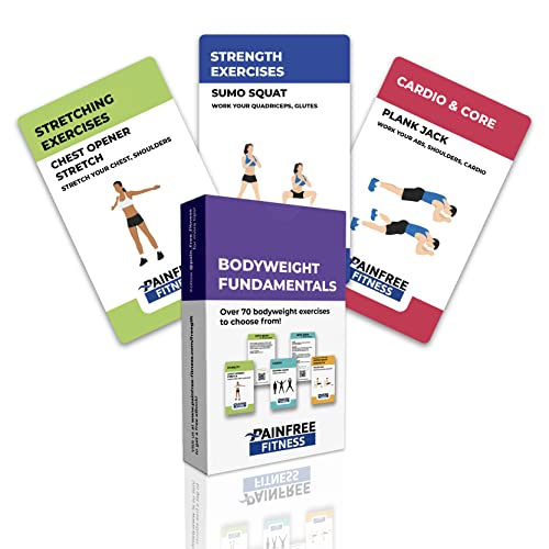 65 Bodyweight Workout Cards Deck 3x5'', Beginner to Intermediate