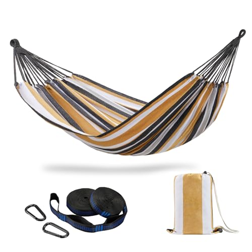 Brazilian Double Hammock with Tree Straps, Extra Large, 450 lbs Capacity - color: Coffee Stripe, size: X-Large