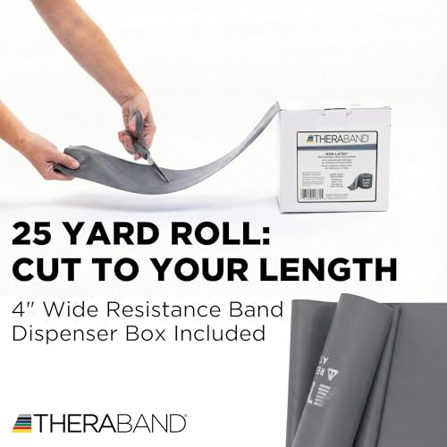 THERABAND Resistance Band, Gold, Max, 25-Yard Roll, Latex-Free, Elastic Band for Exercise, Physical Therapy, Yoga, Pilates, Stretching, Home Workouts, Color-Coded for Easy Resistance Levels - color: Silver | Super Heavy