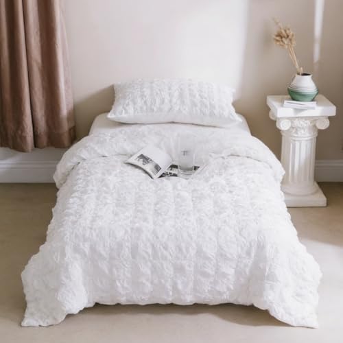 Weighted Blanket Cover, Seersucker, 48 * 72 Weighted Blanket Cover, 8 Corner Ties, Duvet Cover for Weighted Blanket, Blanket Cover only, Pillowcases not Included - color: White Seersucker, size: 48*72
