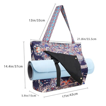 Yoga Mat Bag Yoga Bags and Carriers Fits All Your Stuff Yoga Tote Bag with Zipper Pocket Yoga Mat Carrier Pilates Bag Take in Out Mat Easily - color: Ancient Totem