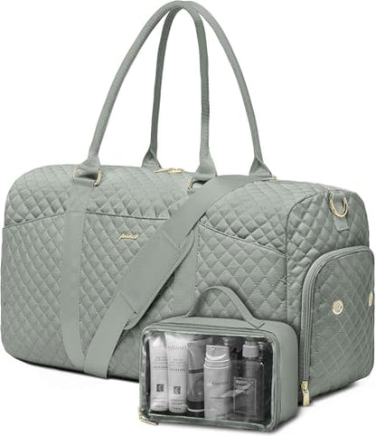 Women Weekender Travel Duffle Bag: Travel Duffel Overnight Bags with Shoe Compartment Large Carry on Tote with Toiletry Bag Weekend Traveling Yoga Gym Hospital Bag for Women with Wet Pocket Green - color: 04-Sage Green, size: X-Large