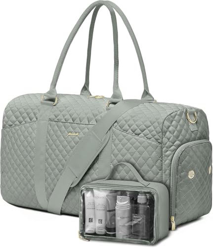 Women Weekender Travel Duffle Bag: Travel Duffel Overnight Bags with Shoe Compartment Large Carry on Tote with Toiletry Bag Weekend Traveling Yoga Gym Hospital Bag for Women with Wet Pocket Green - color: 04-Sage Green, size: X-Large