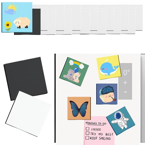 15 Pack 3 Inch Square Mini Magnetic Canvas Boards for Painting | 15 mini square canvases with soft magnetic backs for painting, refrigerator display, classroom crafts, and handmade gifts. - style: Square-15pcs