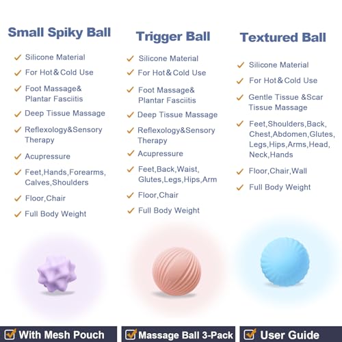 Silicone Massage Ball Set for Myofascial Release | Lacrosse Massage Balls for Trigger Point & Deep Tissue Therapy, Muscle Knots, Plantar Fasciitis & Muscle Soreness Relief - style: Silicone Massage Ball Set for yoga
