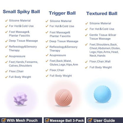 Silicone Massage Ball Set for Myofascial Release | Lacrosse Massage Balls for Trigger Point & Deep Tissue Therapy, Muscle Knots, Plantar Fasciitis & Muscle Soreness Relief - style: Silicone Massage Ball Set for yoga