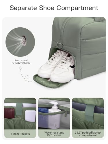 Gitus Travel Duffle Bag for Women Puffer Weekender Bags Carry on Gym Bag - color: Green