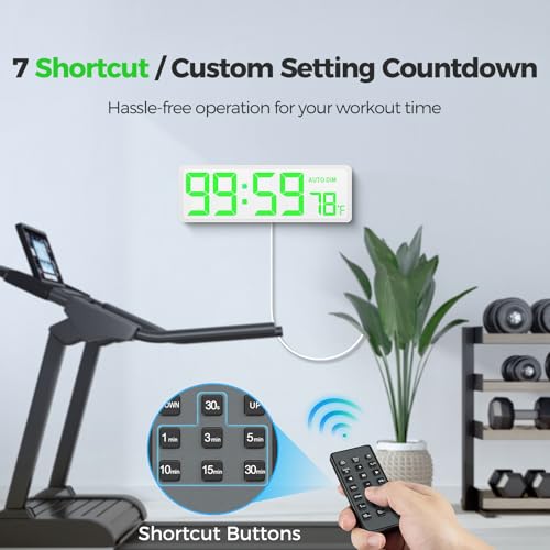REACHER 16.5" Large Digital Wall Timer Clock, Countdown/up, Remote Control - color: White