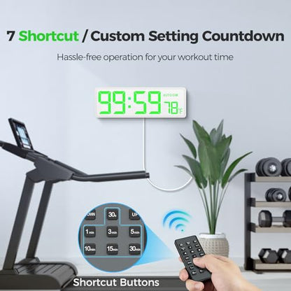 REACHER 16.5" Large Digital Wall Timer Clock, Countdown/up, Remote Control - color: White
