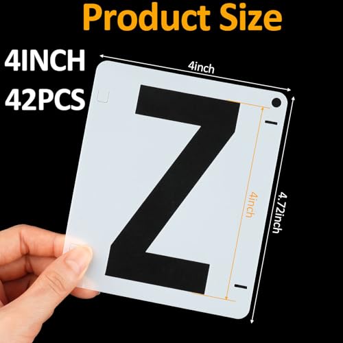 42 PCS Letter Stencils for Painting, Spray Paint Stencil | 4 Inch Alphabet Stencils for Crafts Reusable on Wood, Wall, Rock, Fabric, Sign, School DIY Art Projects - size: 4 Inch