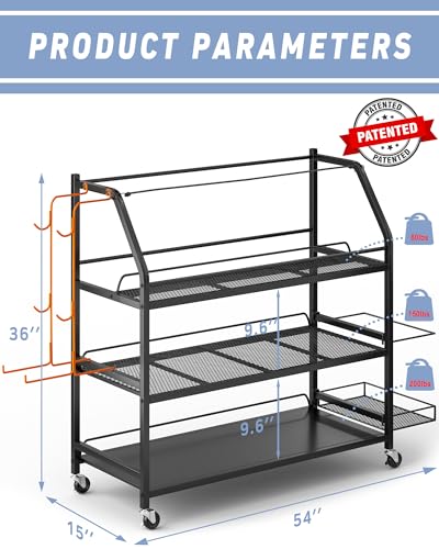 Weight Rack for Dumbbells - Home Gym Storage Rack - Dumbbell and Weight Organizer with 4 Flexible Wheels and Unique Storage on Both Sides