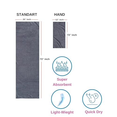 Yoga Towel, Non Slip Hot Yoga Mat Towel with Corner Pockets, Sized 25"x73", 100% Microfiber Sweat Absorbent, Perfect for Hot Yoga, Bikram, Pilates and Yoga Mats (Grey) - color: Grey