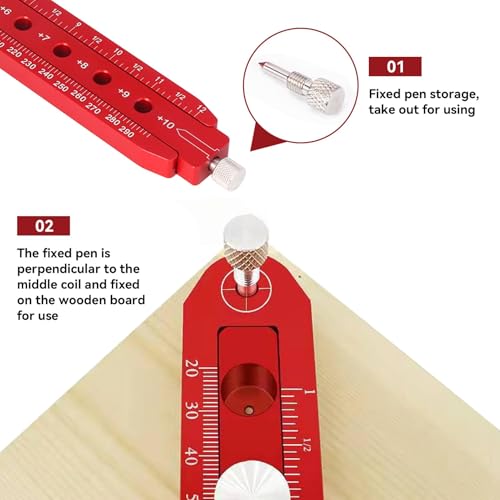 Woodworking Compass Scriber, Woodworking Circle Ruler Aluminium Alloy Adjustable Woodworking Circular Drawing Tool for Carpenter Tool