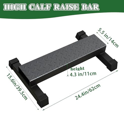 BLUSLM Upgraded Calf Raise Bar, Wide and High Squat Machine for Leg Stretching, Squat, Foot Stretch workout, Anti-Slip Solid Steel Calf Raise Block